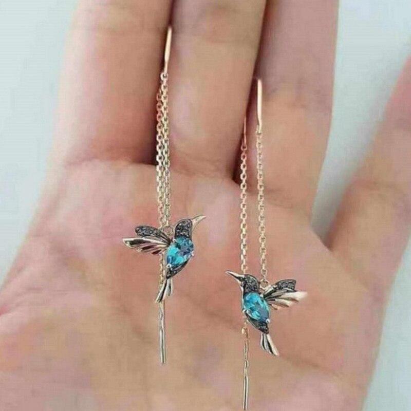 Hummingbird Enamel and Zirconia Earrings "Romantic Dinner" – Elegant & refined