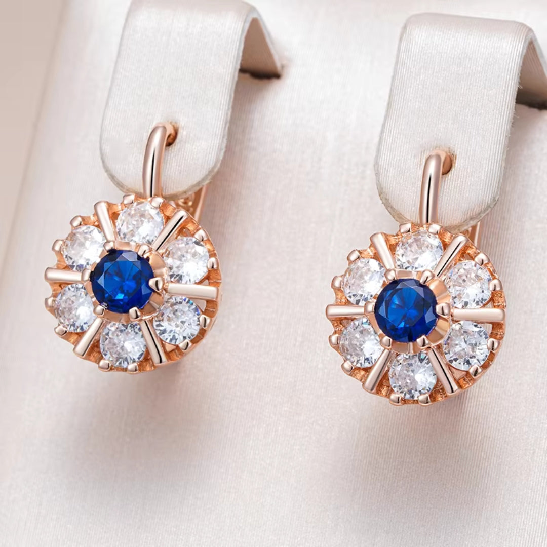 Rounded Blue Crystal Earrings "Cocktail Hour" – Elegant & refined