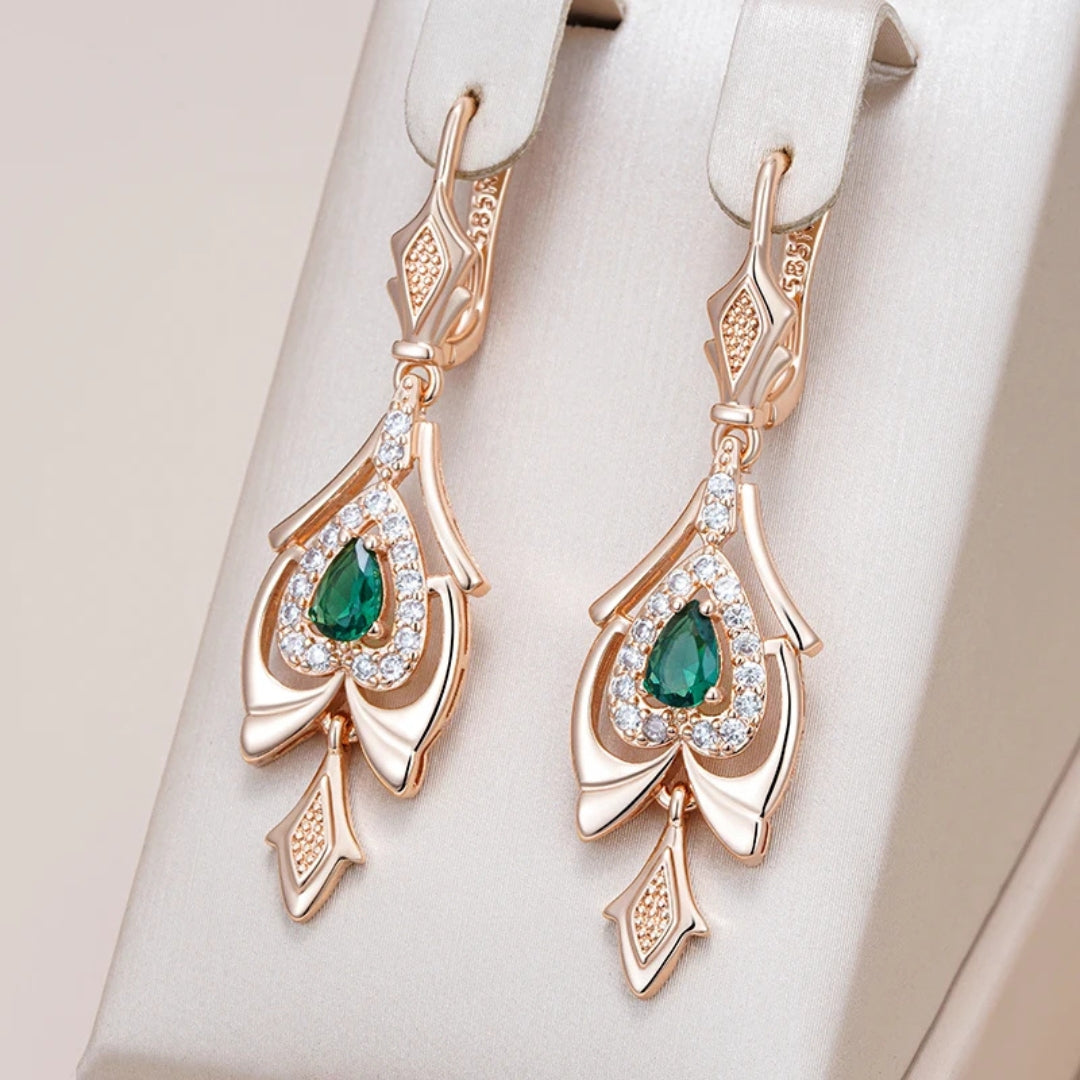 Elegant Green Crystal Tribe Earrings  – Elegant & refined