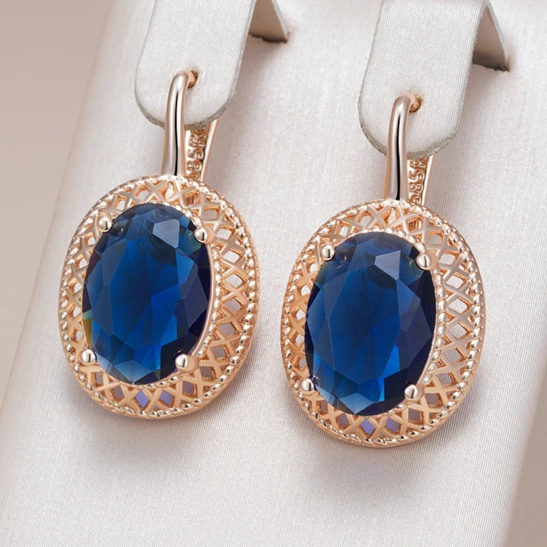 Elegant blue rounded crystal earrings "Cocktail Hour" – Elegant & refined