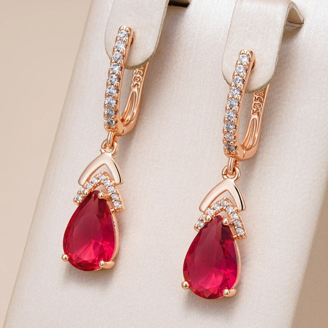 Elegant dangling red love earrings "Romantic Dinner" – Elegant & refined