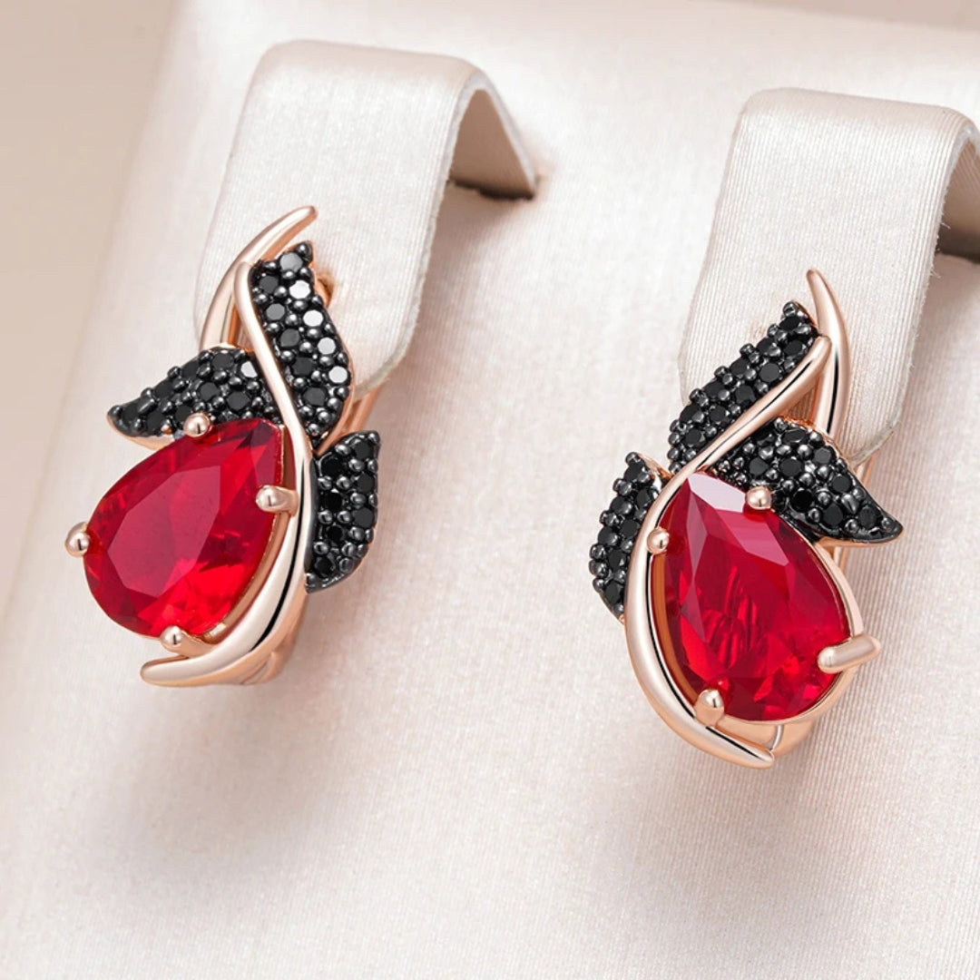 Elegant black and red crystal earrings "Cocktail Hour" – Timeless & chic