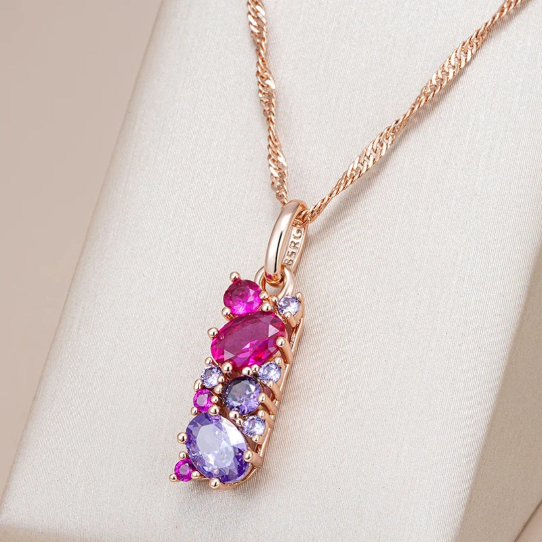 Elegant red and violet crystal necklace "Romantic Dinner" – Elegant & refined