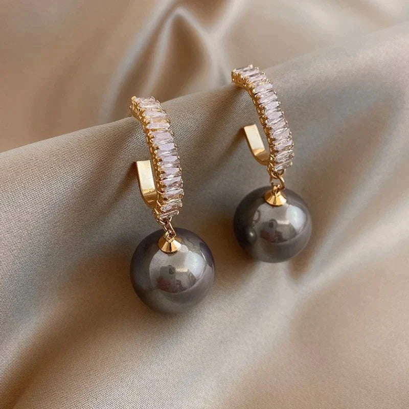 Luxury Pearl and Zirconia Earrings "Cocktail Hour" – Elegant & refined
