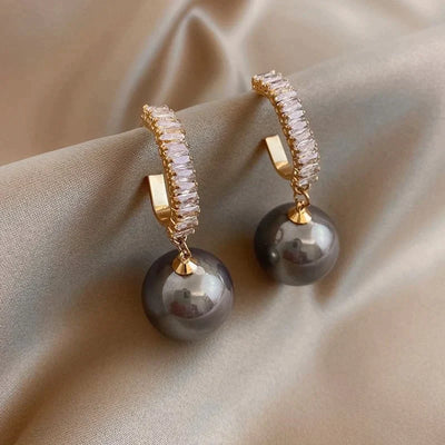 Luxury Pearl and Zirconia Earrings "Cocktail Hour" – Elegant & refined
