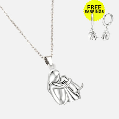 Hug Pendant Necklace with Earrings
