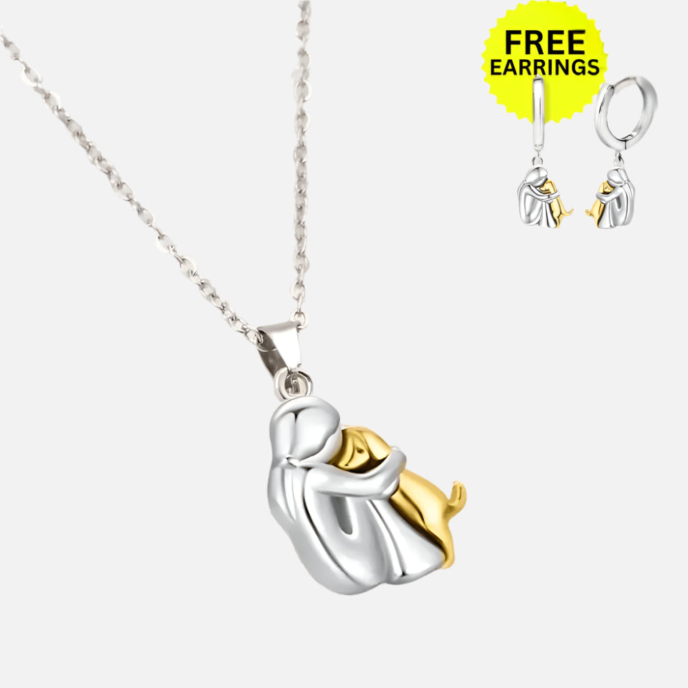 Hug Pendant Necklace with Earrings
