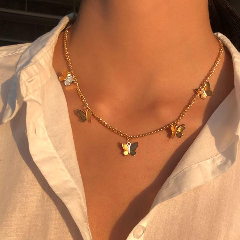 Silver and gold plated butterfly necklace "Cocktail Hour" – Elegant & refined