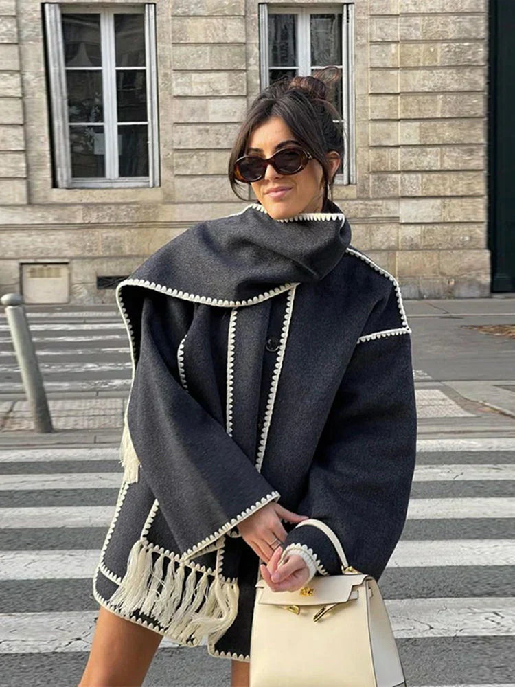 Fringe scarf jacket "Sunrise Yoga" – Elegant & refined