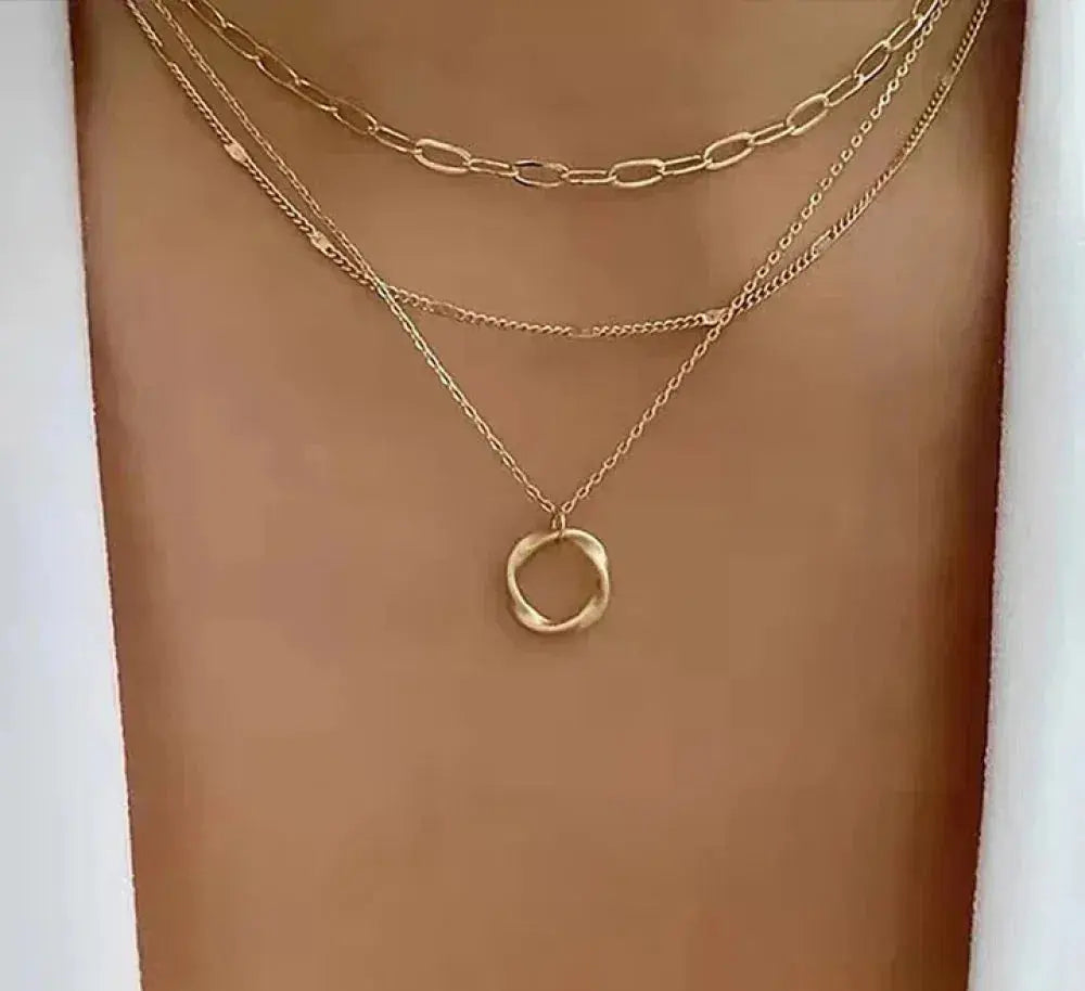 Vintage gold layered chain set